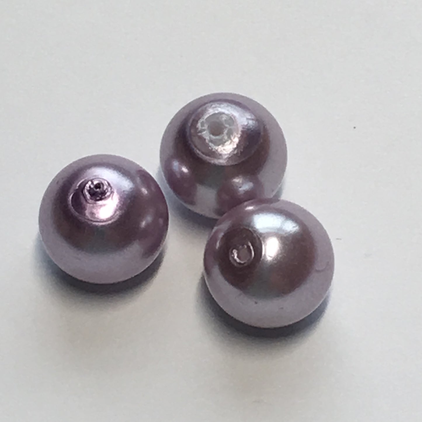 Purple Pearl Round Glass Beads, 10 mm, 3 Beads