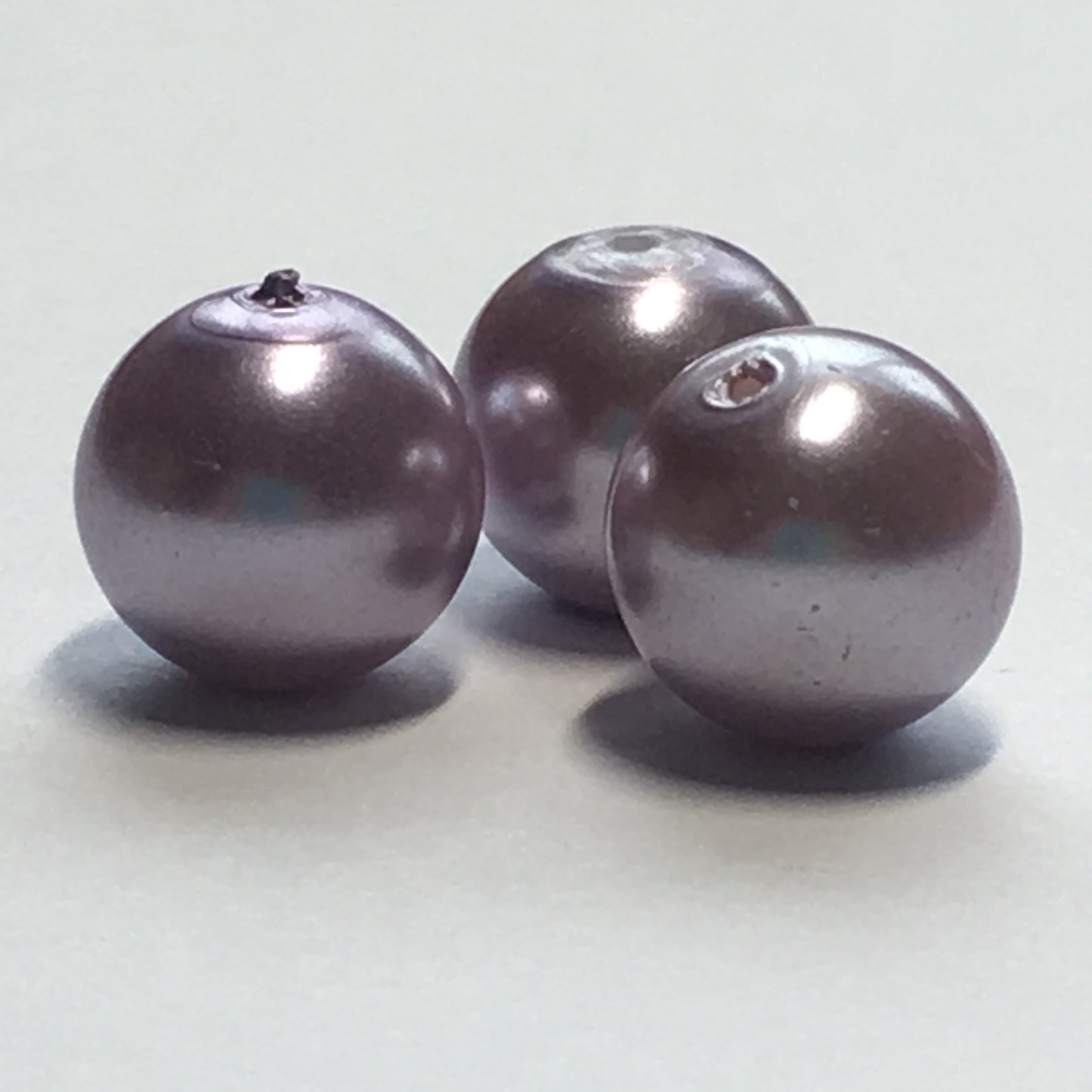 Purple Pearl Round Glass Beads, 10 mm, 3 Beads