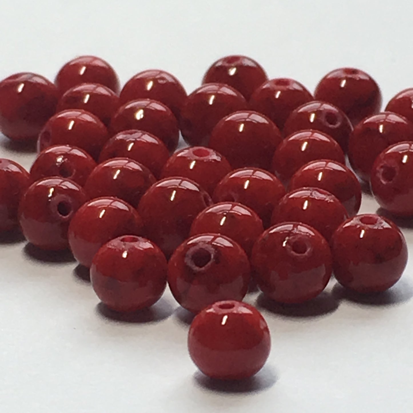 Perles rondes en pierre rouge, 4 mm, 44 perles