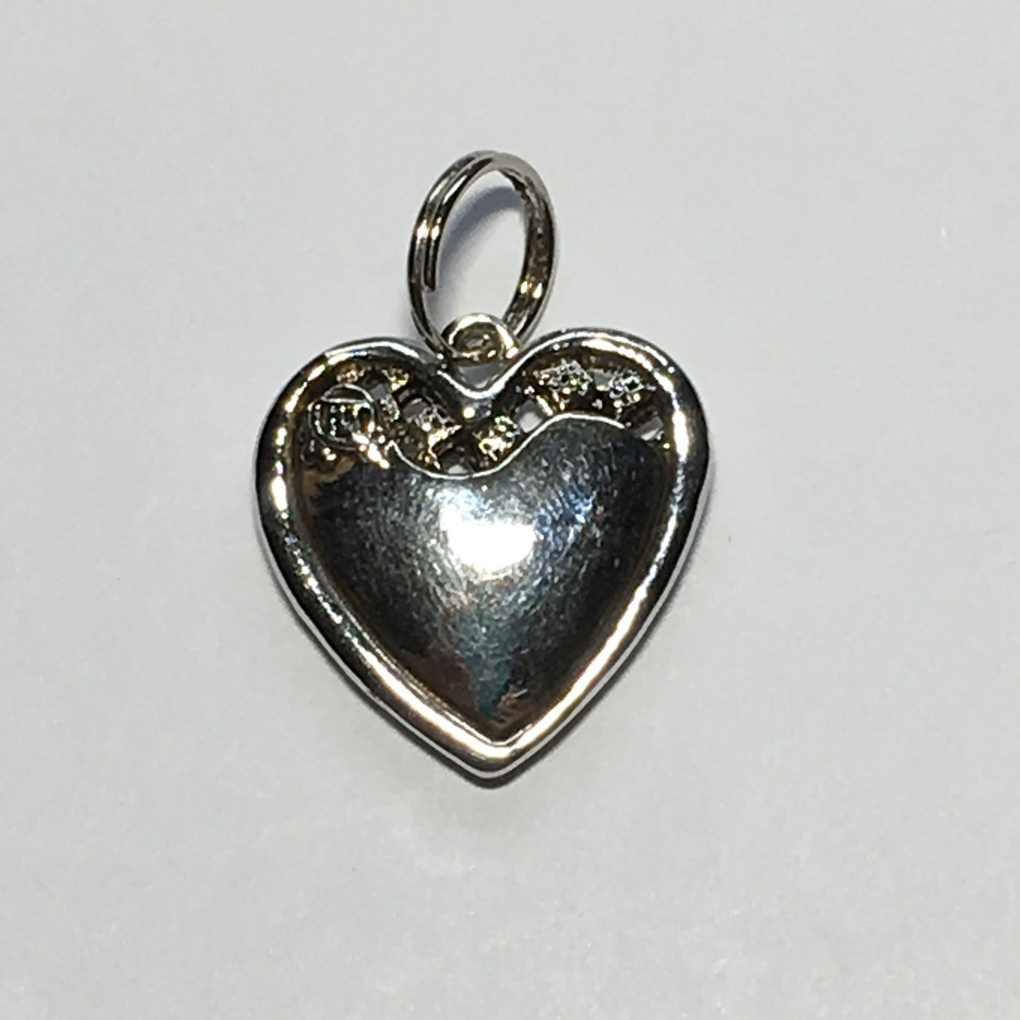 Antique Silver XOXO Heart Charm with Red Rhinestone Flower, 20 x 20 x 4.5 mm