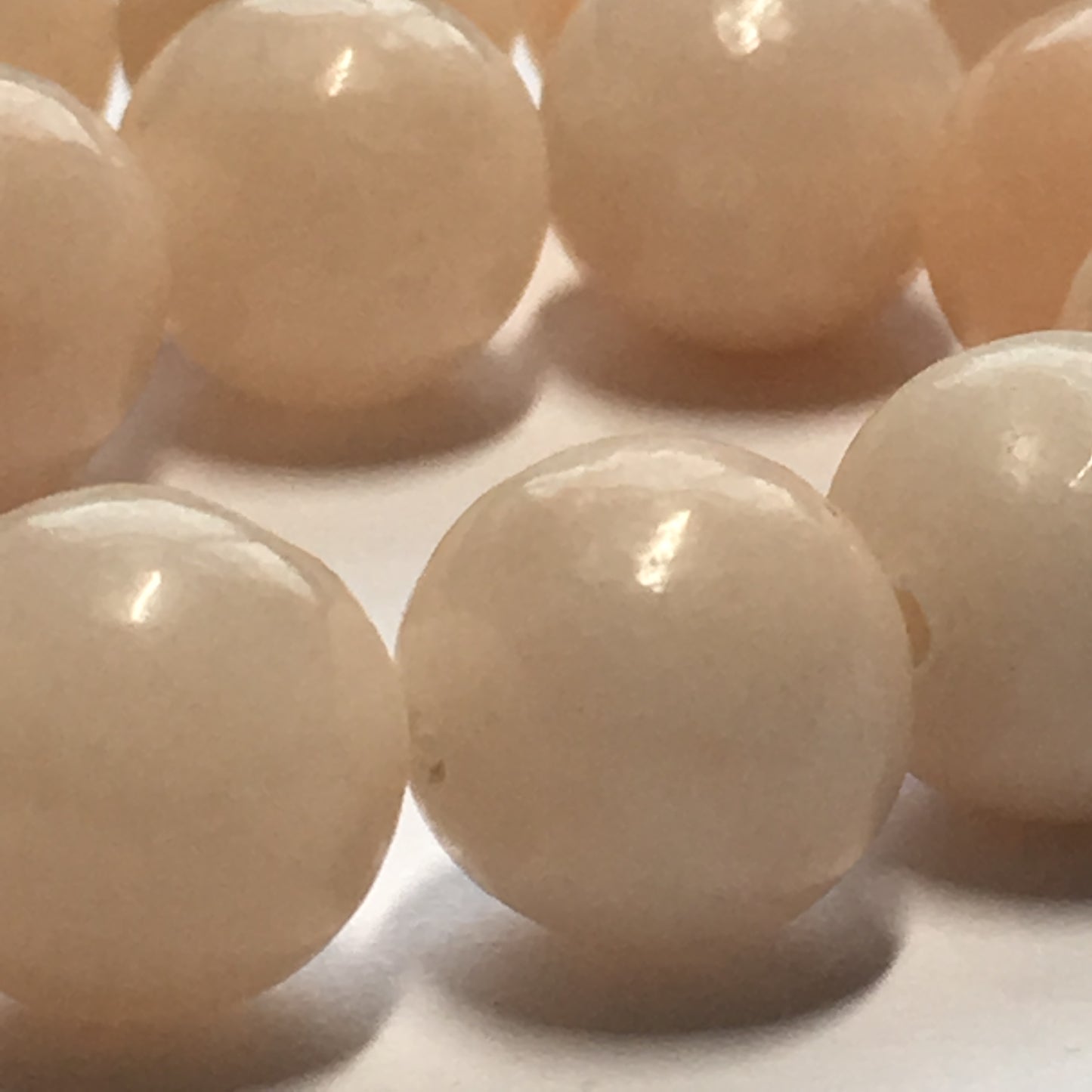 Peach Jade Semi-Precious Stone Round Beads, 10 mm, 18 Beads