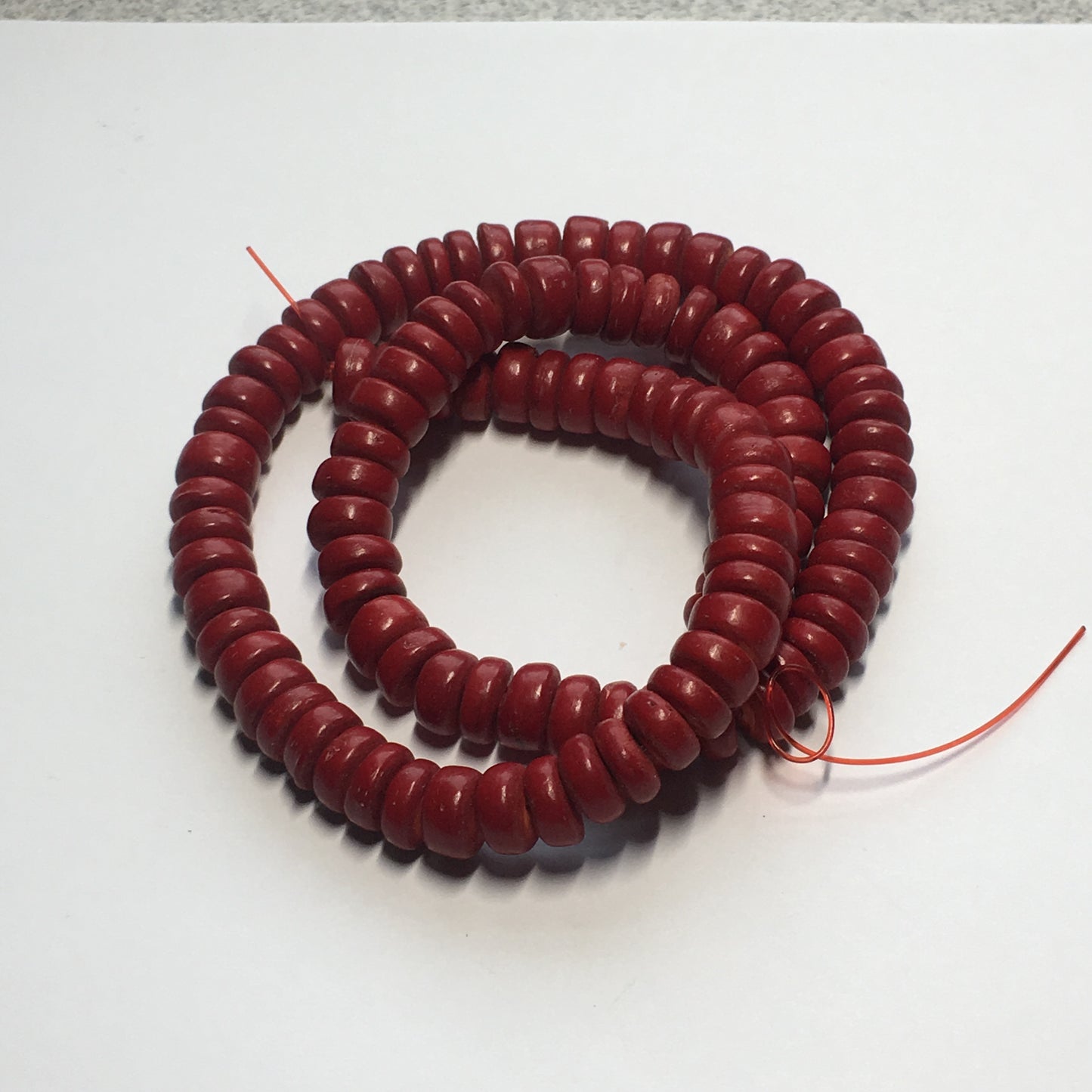 Red Palmwood Saucer Beads, 4 x 8 mm, 107 Beads