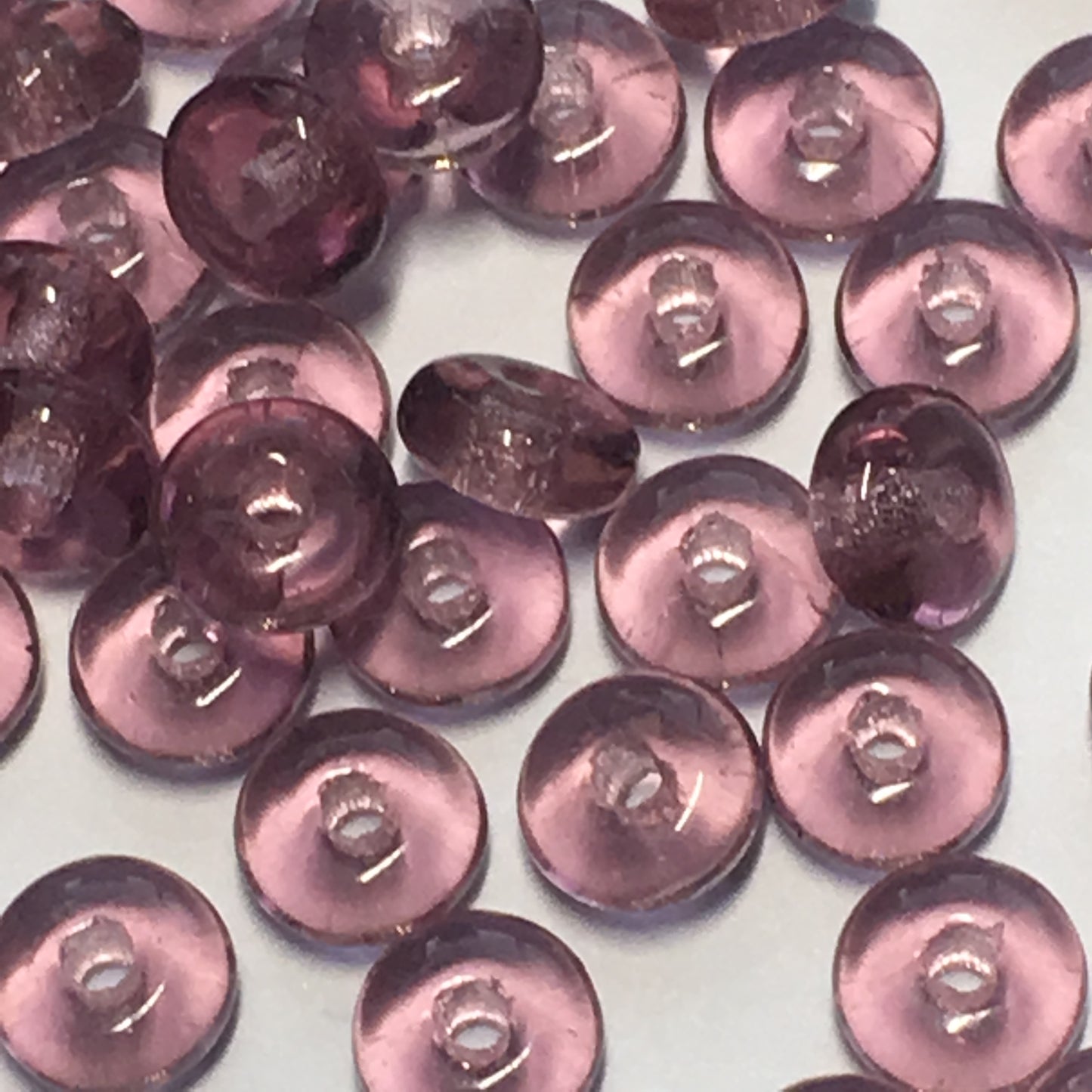 Transparent Purple Glass Saucer Beads, 2 x 4 mm, 50 Beads