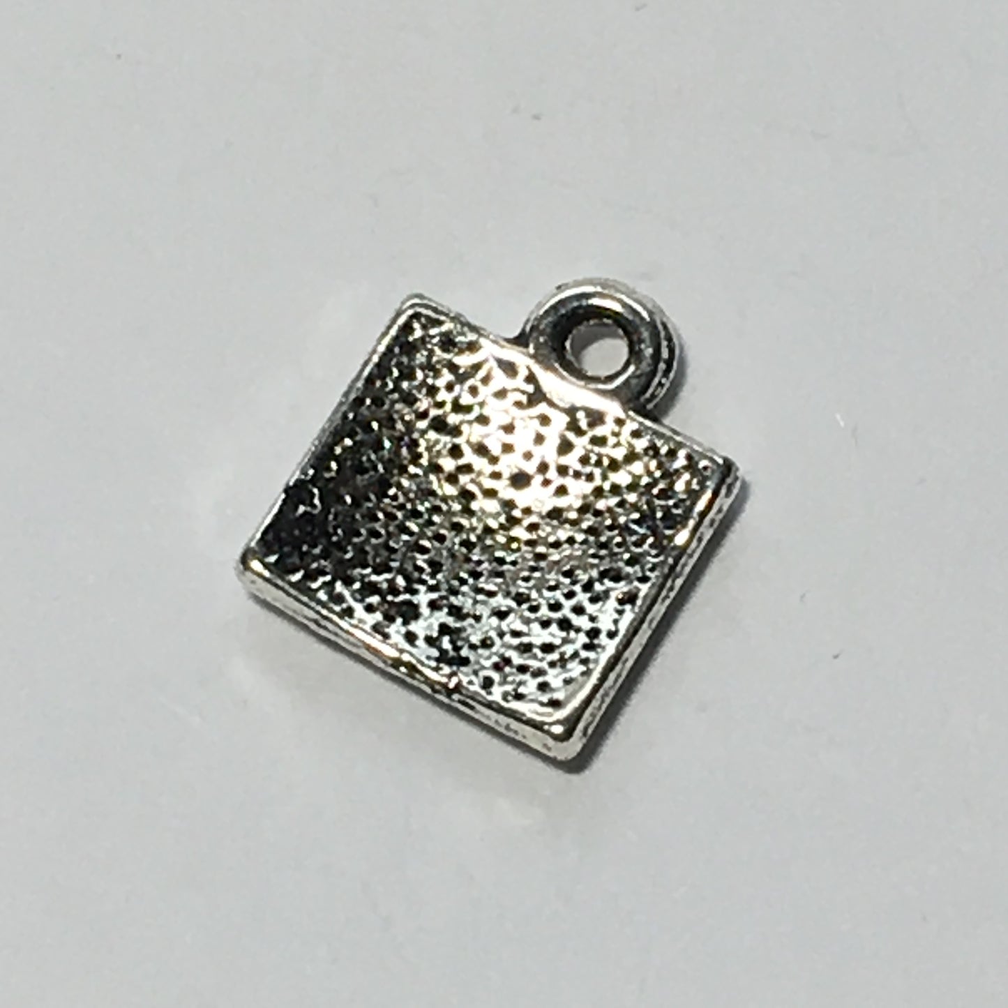 Antique Silver Square Heart Charm, 11 x 9 mm