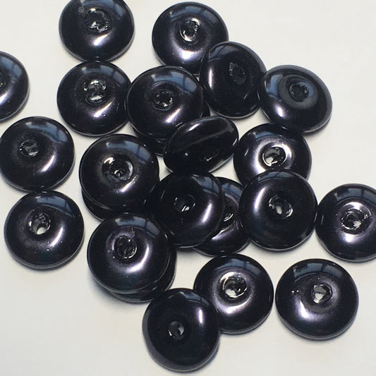 Black Pearl Glass Saucer Beads, 3 x 8 mm - 24 Beads