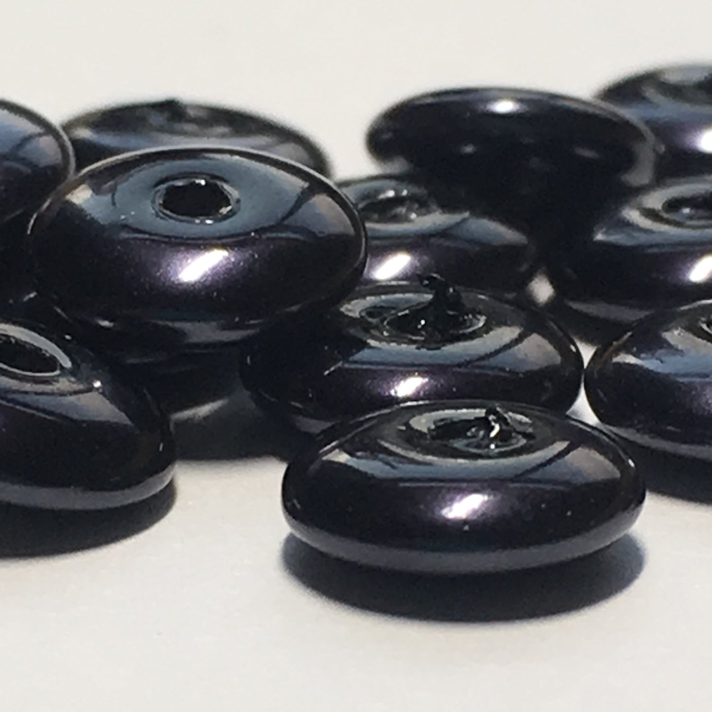 Black Pearl Glass Saucer Beads, 3 x 8 mm - 24 Beads