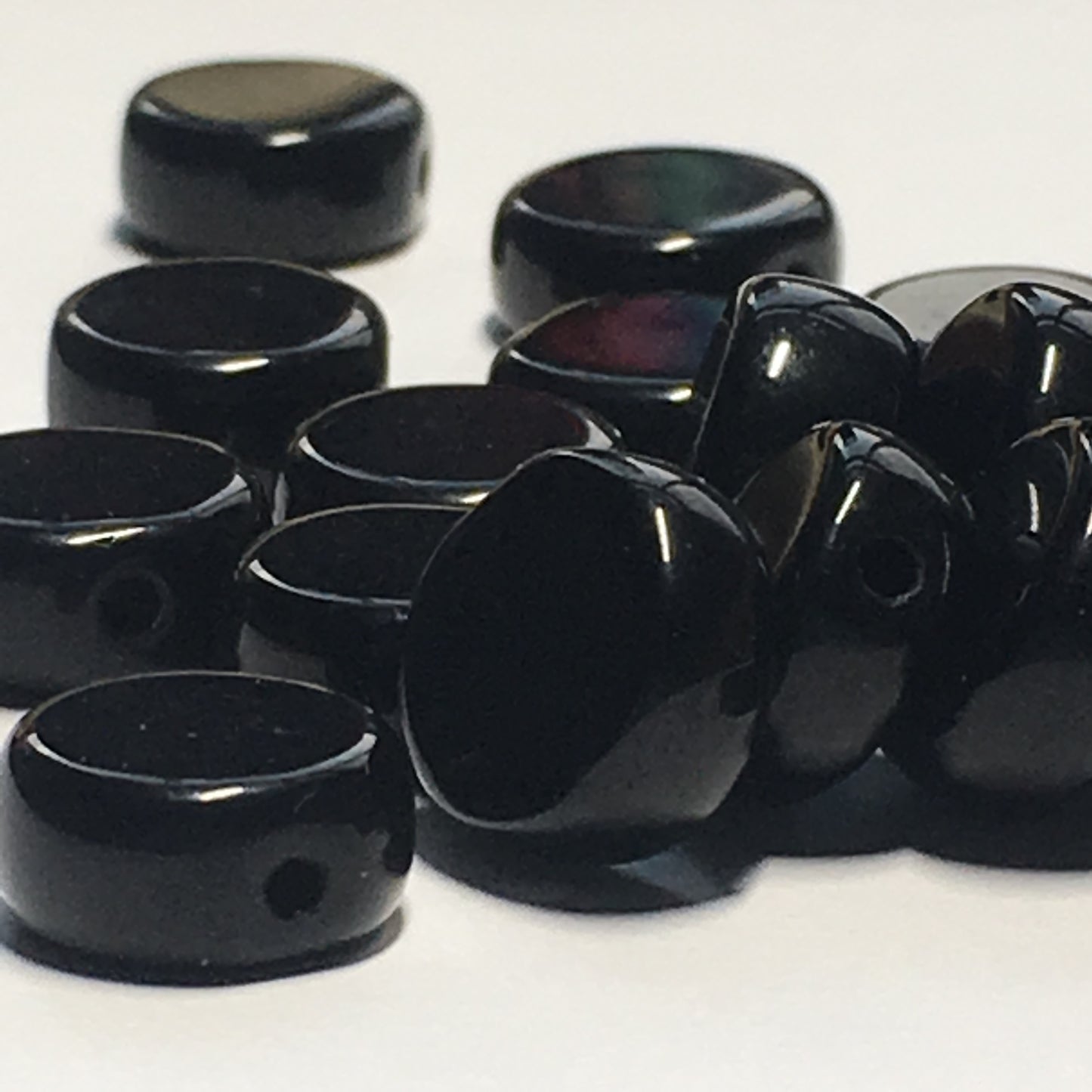 Opaque Black Glass Coin Beads, 10 x 5 mm, 20 Beads