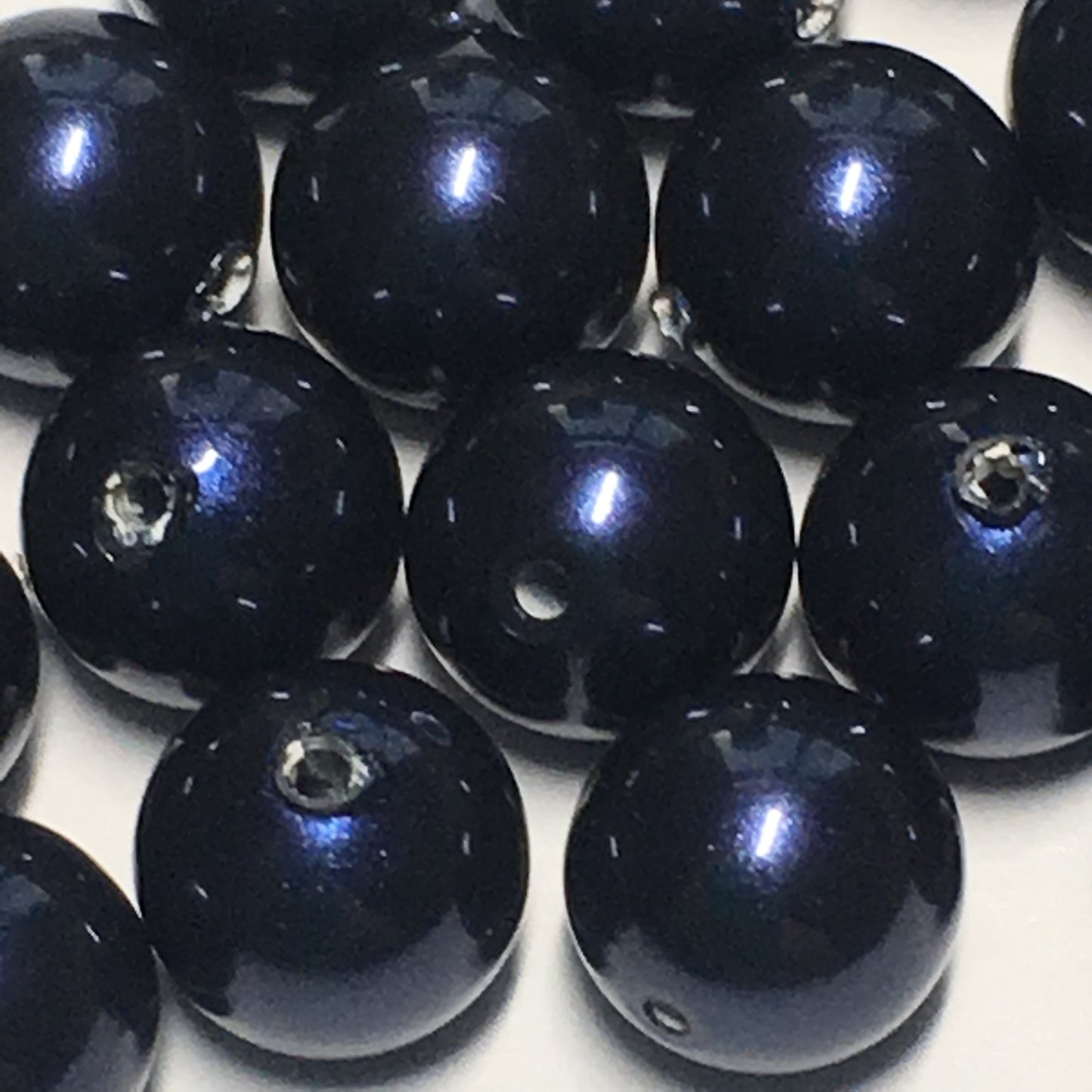 Midnight Blue Pearl Glass Round Beads, 6 mm, 25 Beads