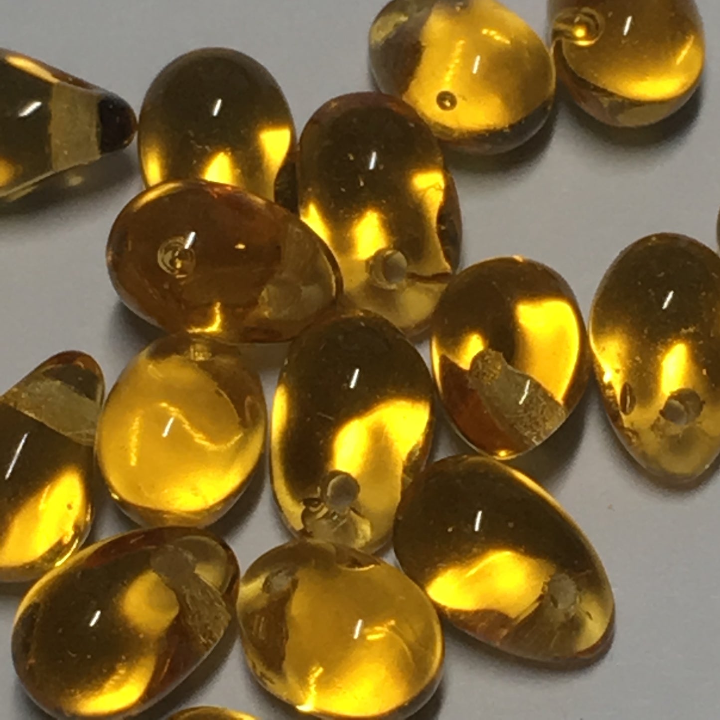 Transparent Amber Glass Teardrop Beads, 4 x 6 mm - 26 Beads