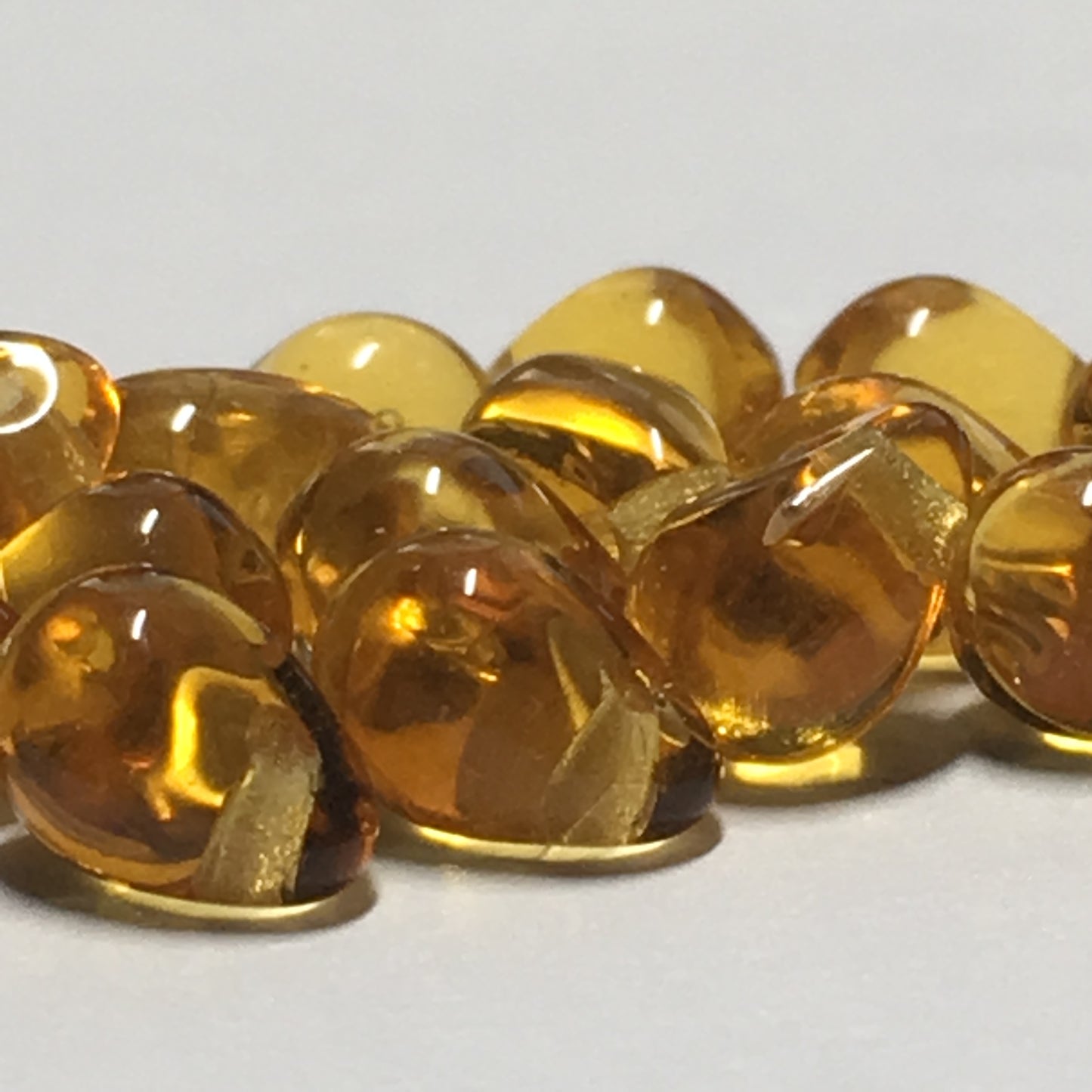 Transparent Amber Glass Teardrop Beads, 4 x 6 mm - 26 Beads
