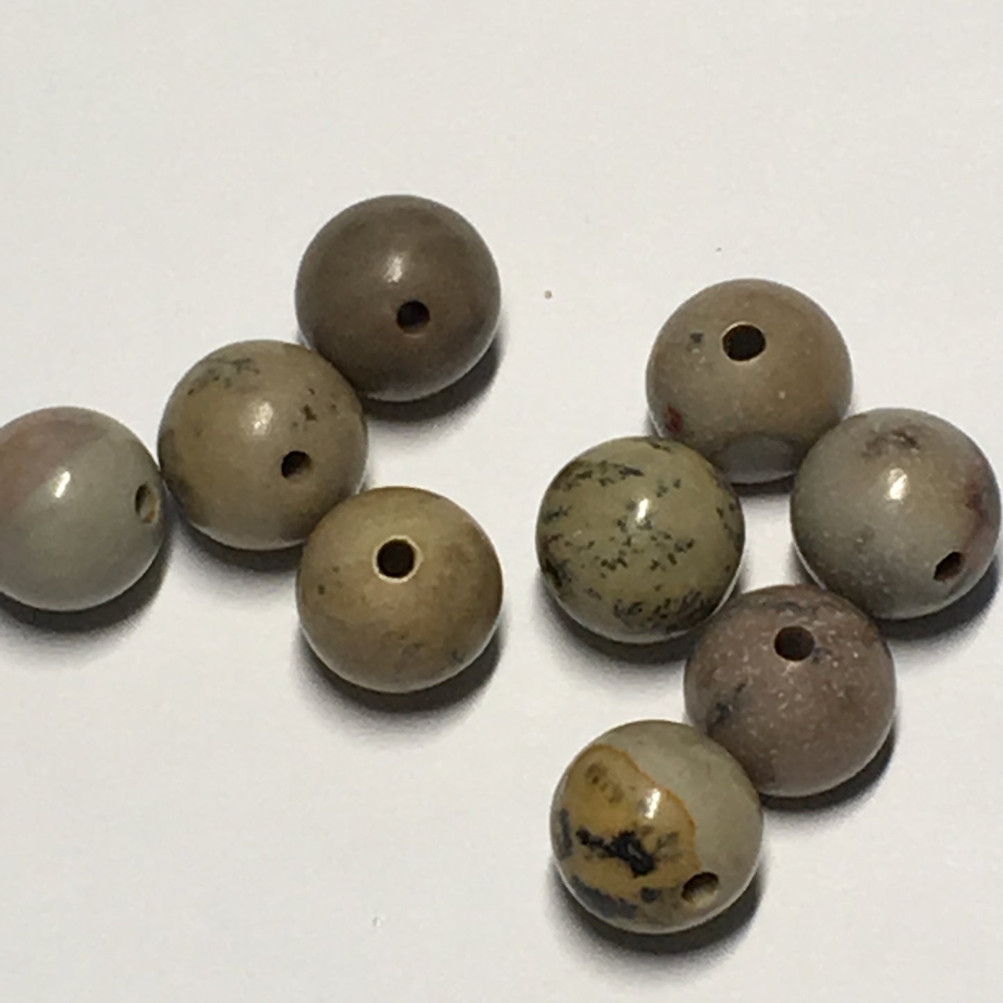 Brown Map Semi-Precious Stone Round Beads, 7 mm - 8 Beads