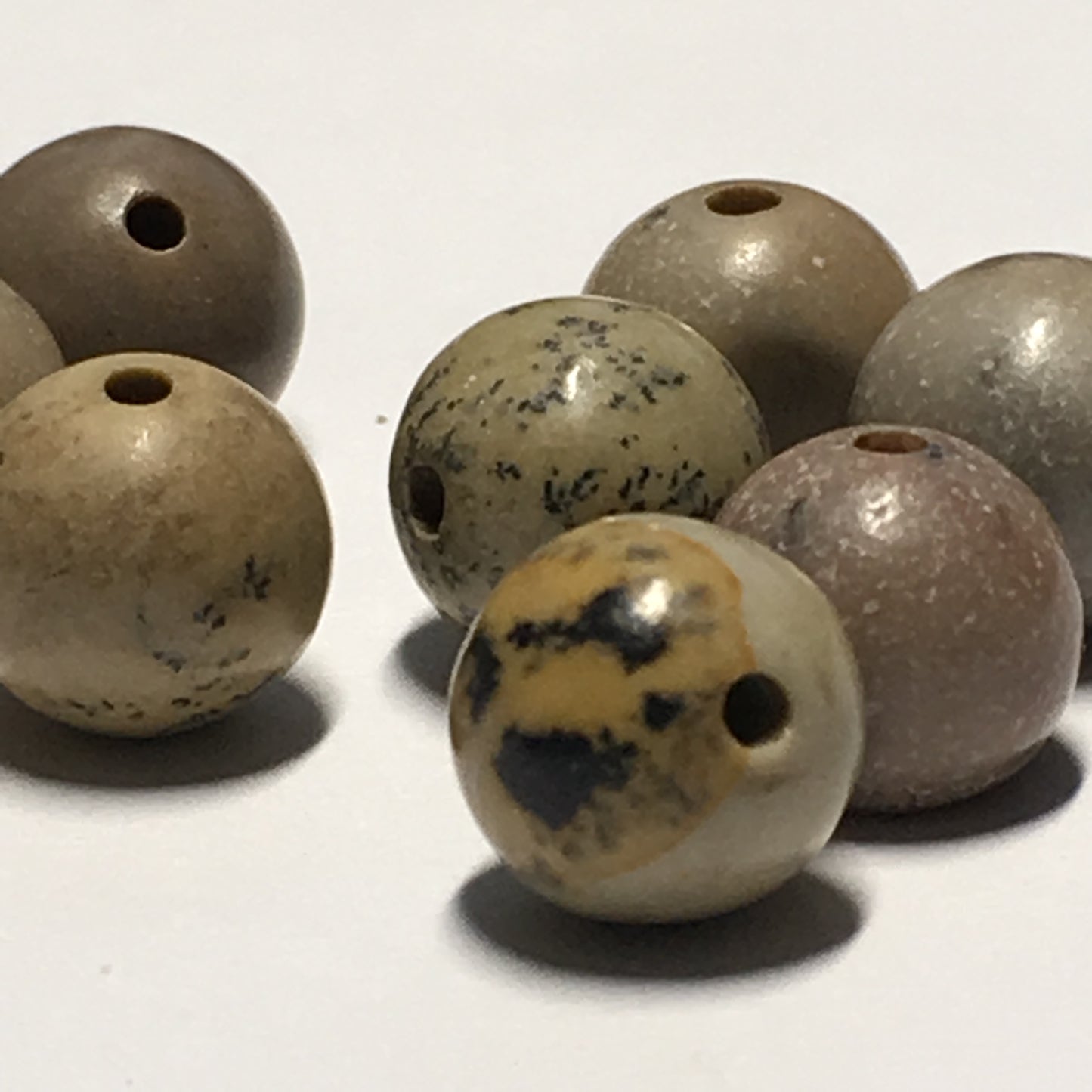 Brown Map Semi-Precious Stone Round Beads, 7 mm - 8 Beads