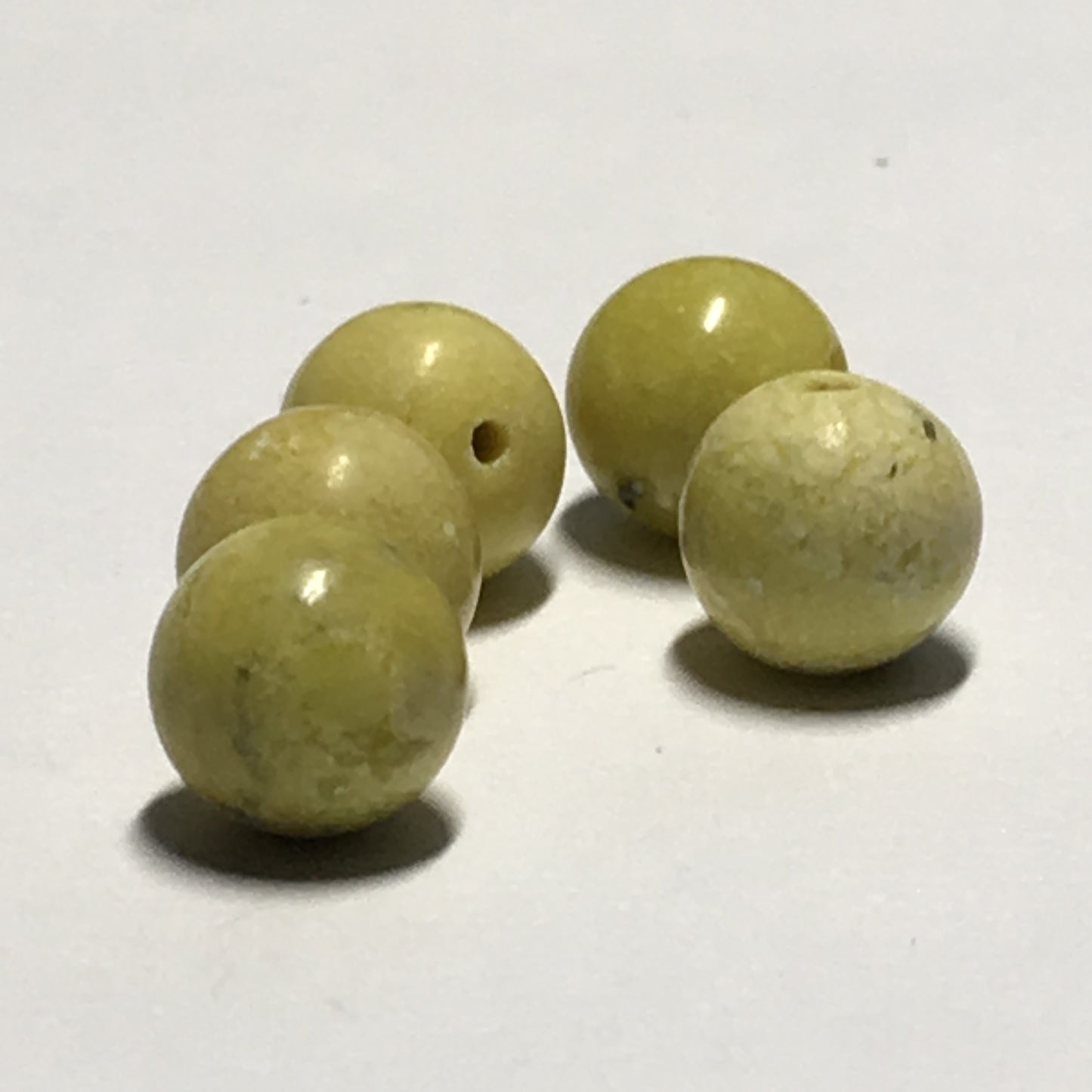 Olive Round Stone Beads, 6 mm, 5 Beads