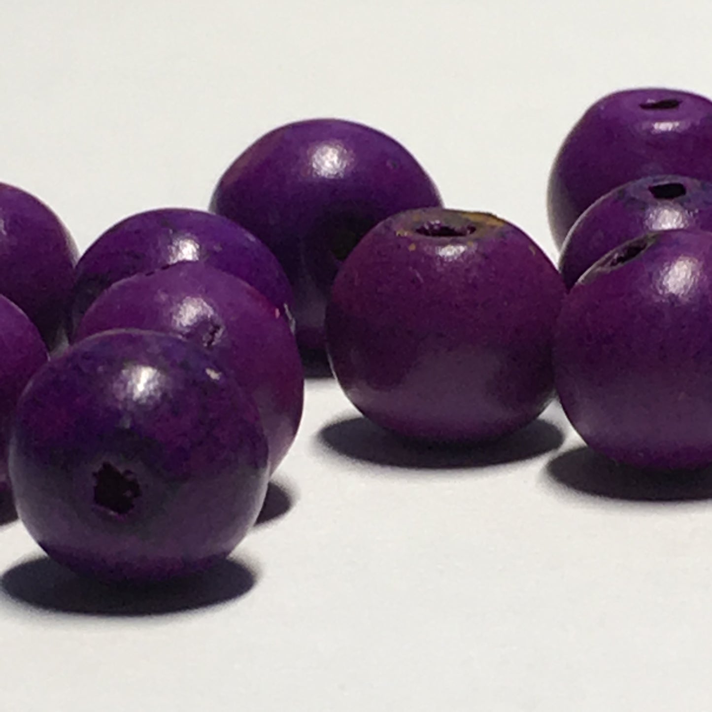 Purple Round Wood Beads, 8 mm, 12 Beads