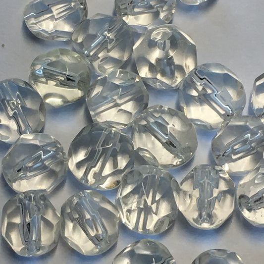 Clear Glass Faceted Round Beads, 6 mm - 24 Beads
