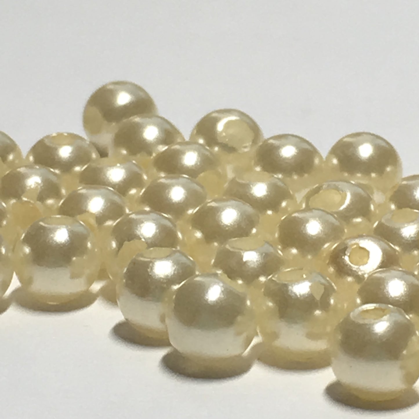 Cream Pearl Round Acrylic Beads, 6 mm - 47 Beads