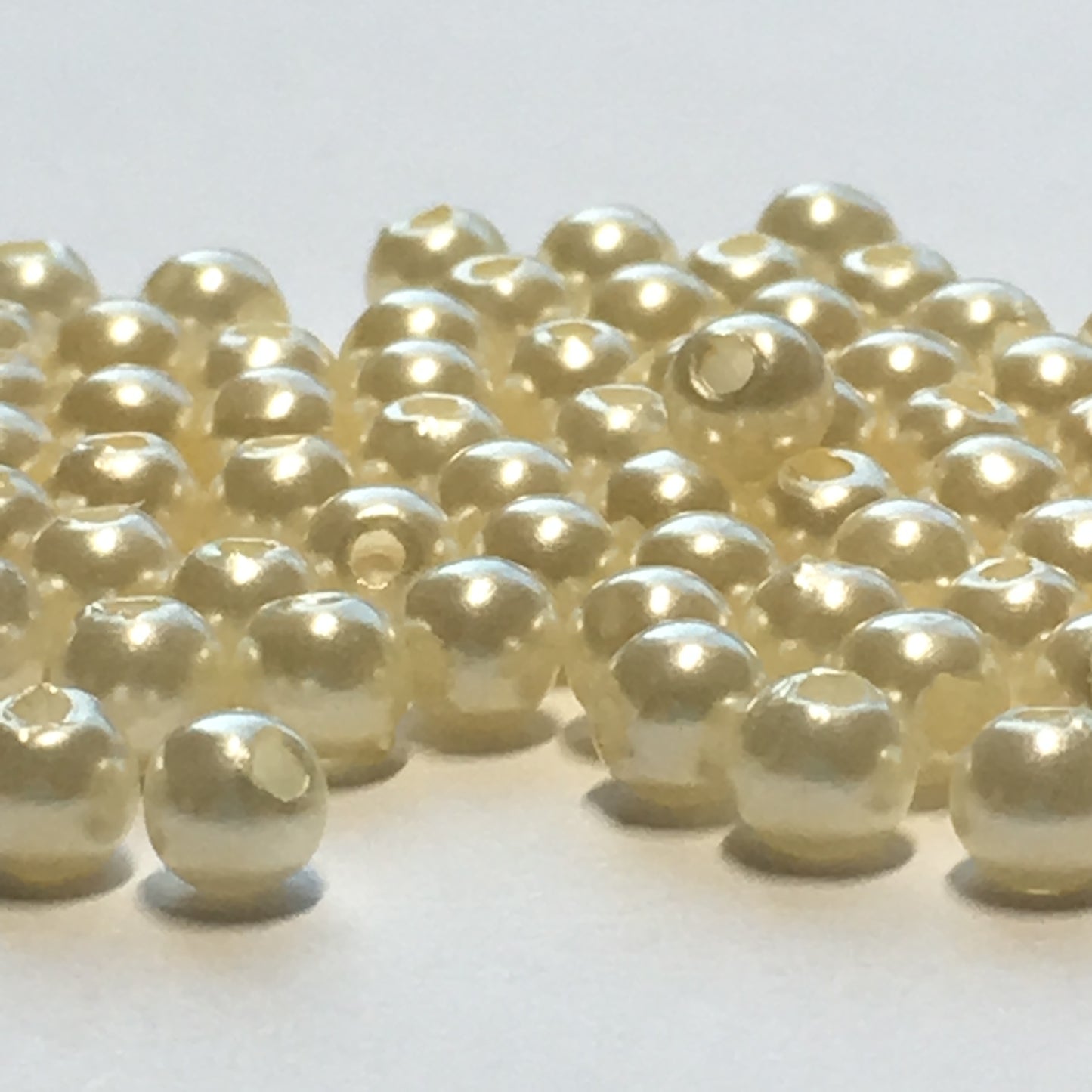 Cream Pearl Round Acrylic Beads, 4 mm - 50 Beads