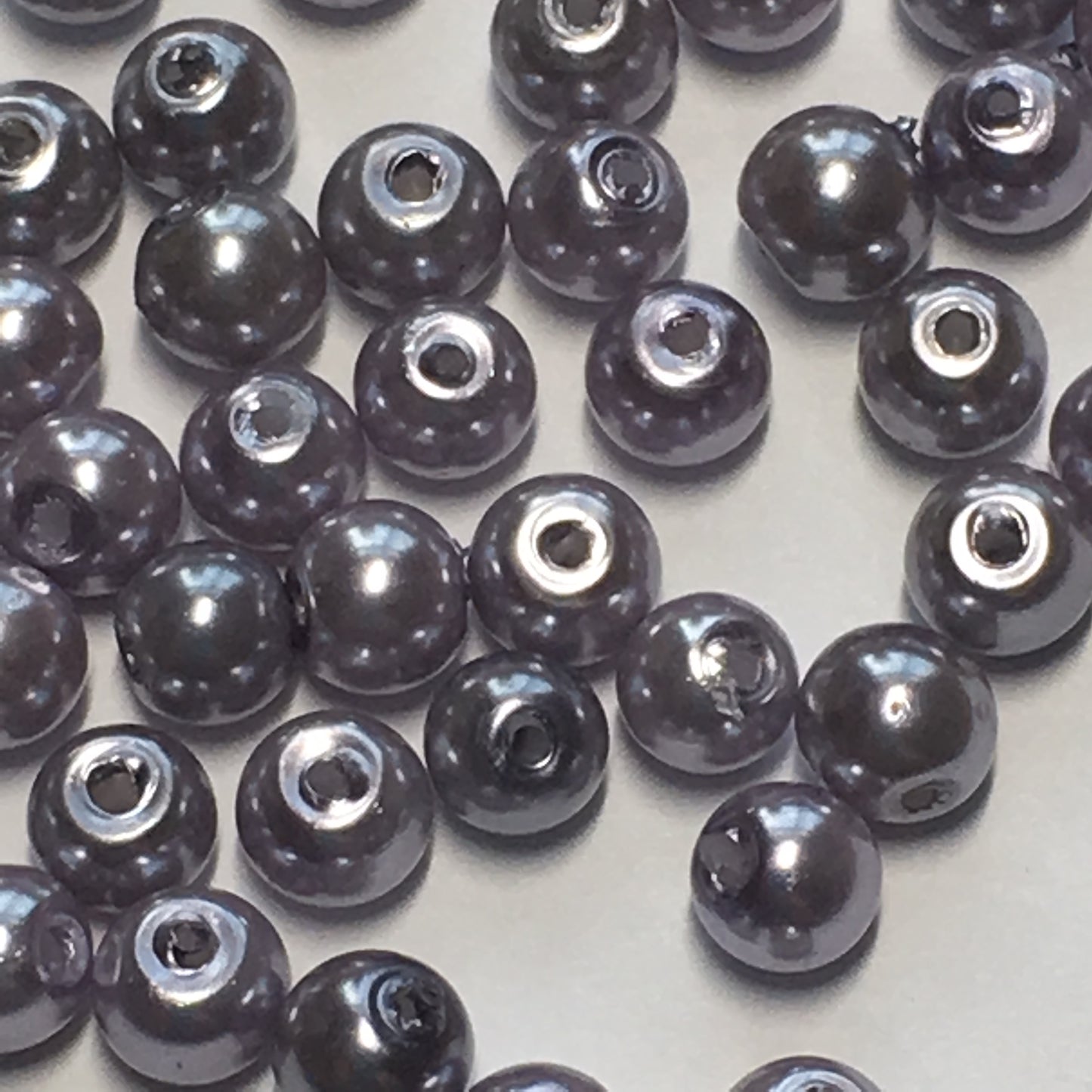 Purple Pearl Round Glass Beads, 4 mm, 50 Beads