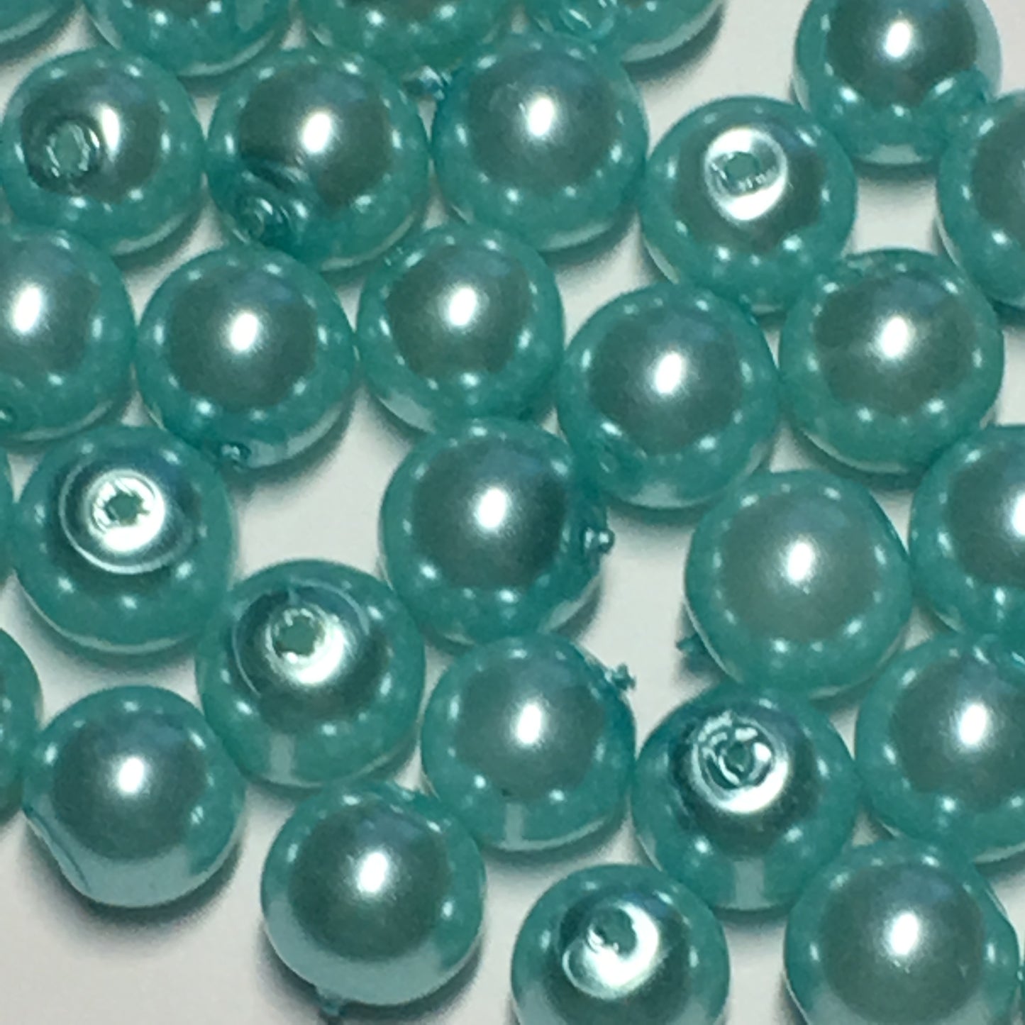 Light Blue Pearl Glass Round Beads, 6 mm, 48 Beads