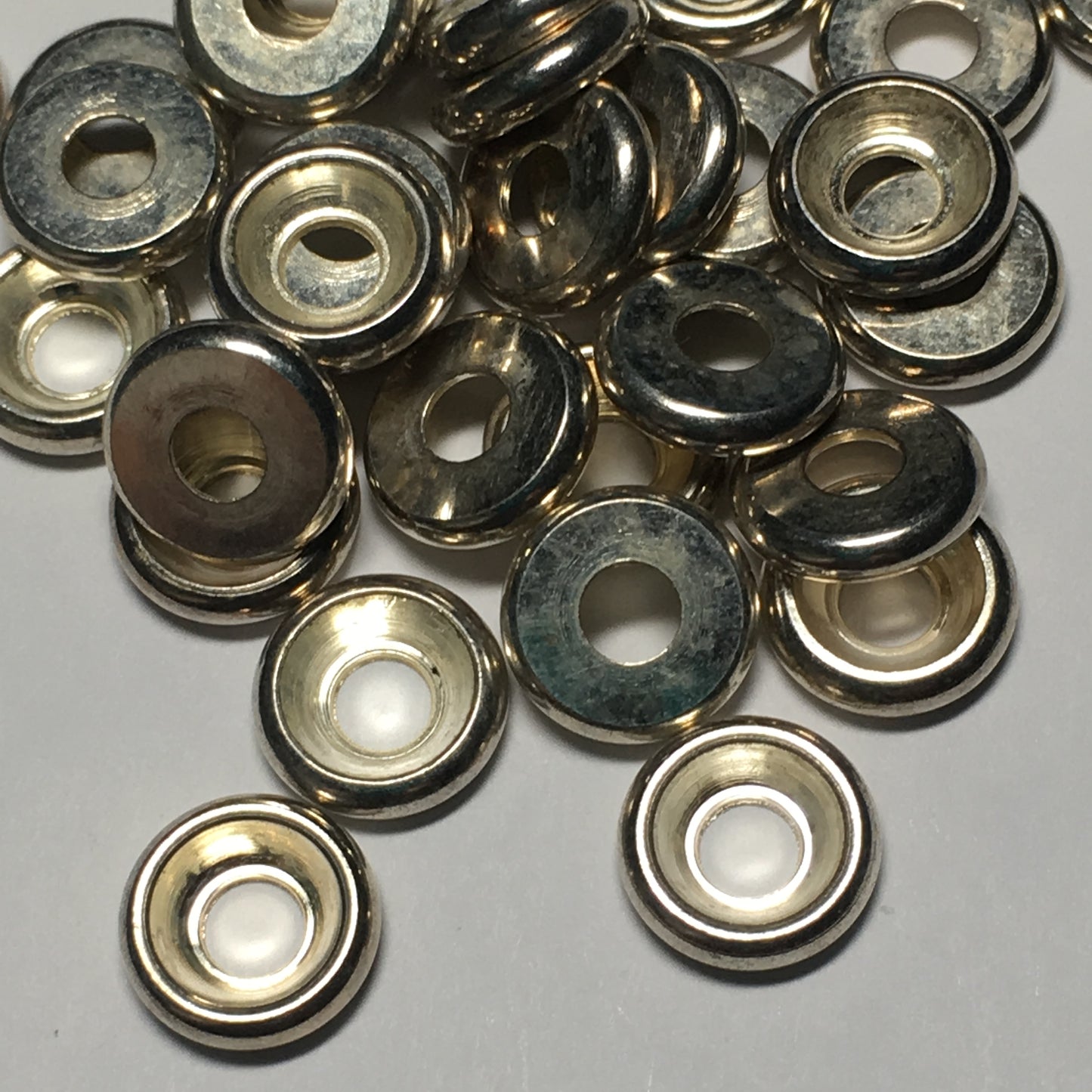 Bright Silver Flat Bead Cap Spacer, 9 x 2.25 mm, 3 mm Hole - 10 or 14 Spacers