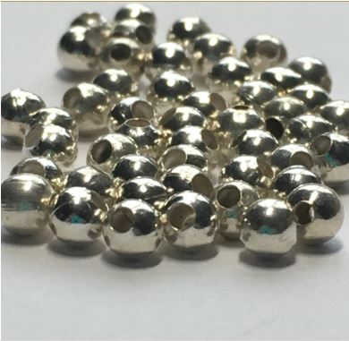 Silver Plated Large and Small Hole Beads Mix, 3 mm, 50 Beads
