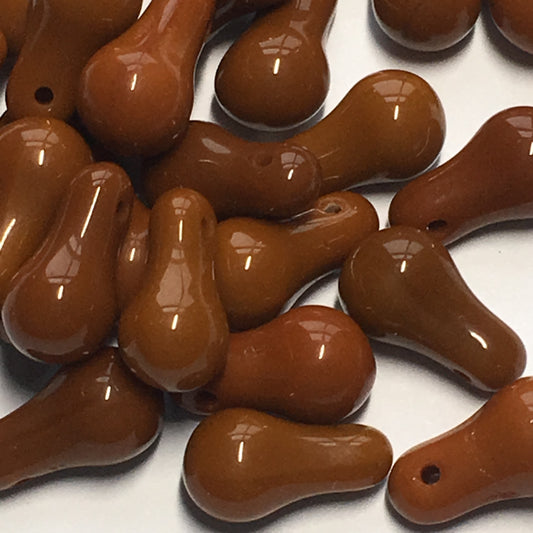 Opaque Rust Gourd Glass Beads, 11 x 4 mm, 15 Beads