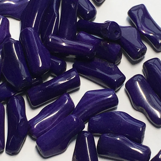 Opaque Purple Knucklebone Glass Beads, 12 x 5 mm - 37 Beads