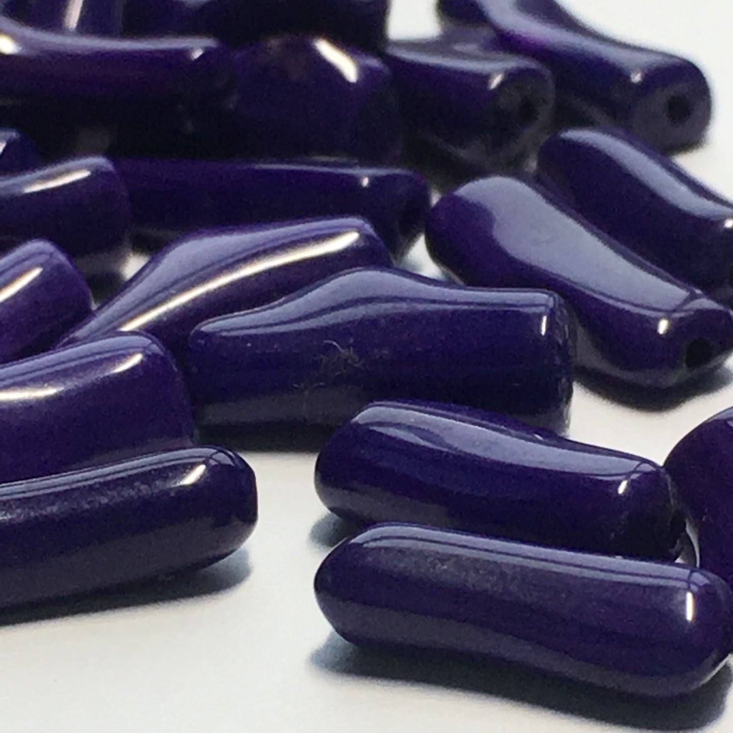 Opaque Purple Knucklebone Glass Beads, 12 x 5 mm - 37 Beads