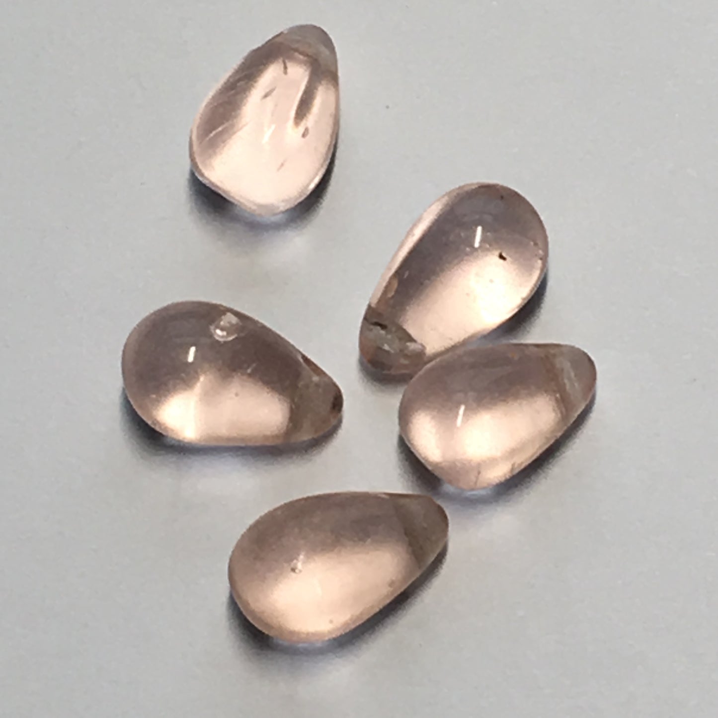 Transparent Pink Teardrop Glass Beads, 12 x 7 mm, 5 Beads