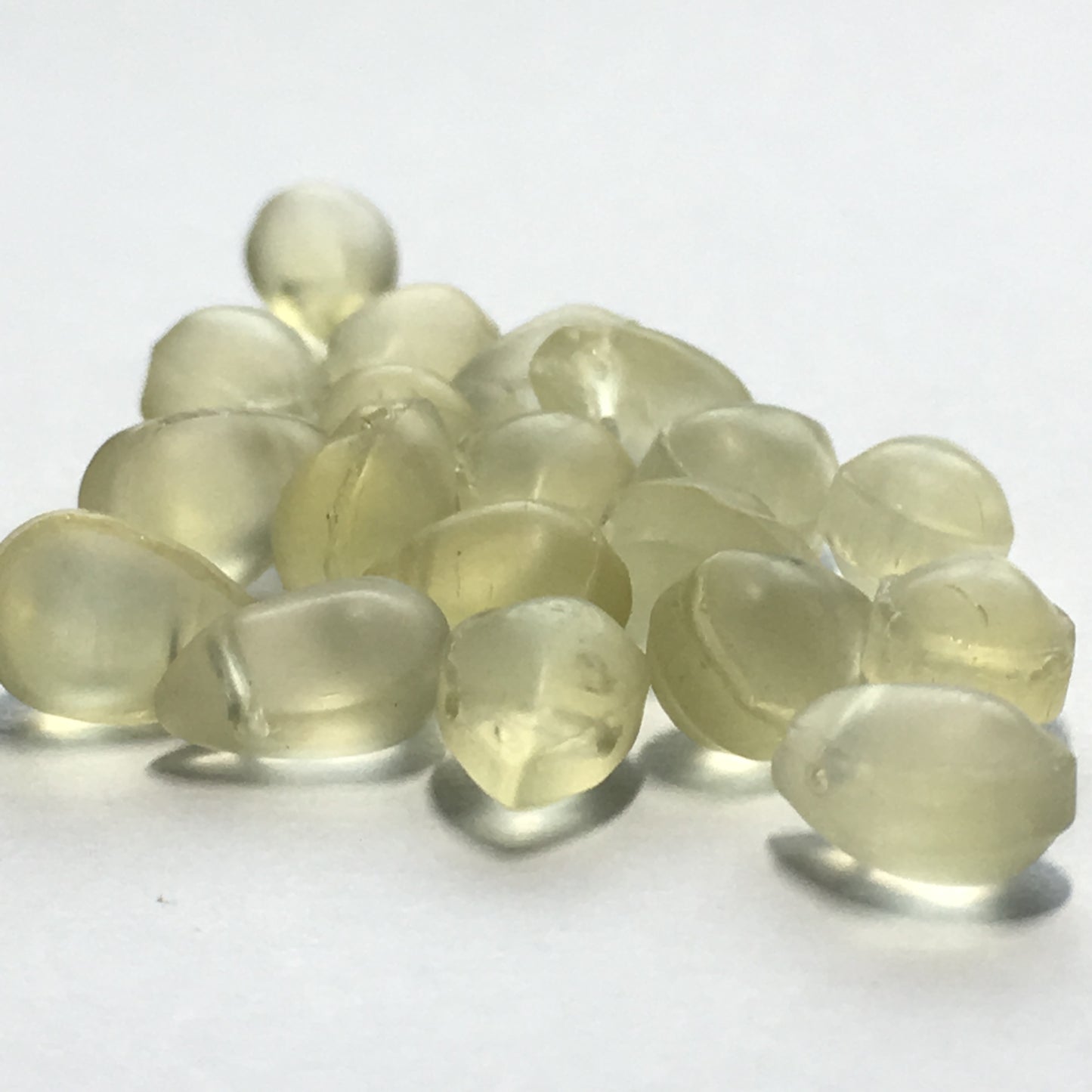 Pale Yellow Frosted Glass Teardrop Beads, 9 x 6 mm, 20 Beads