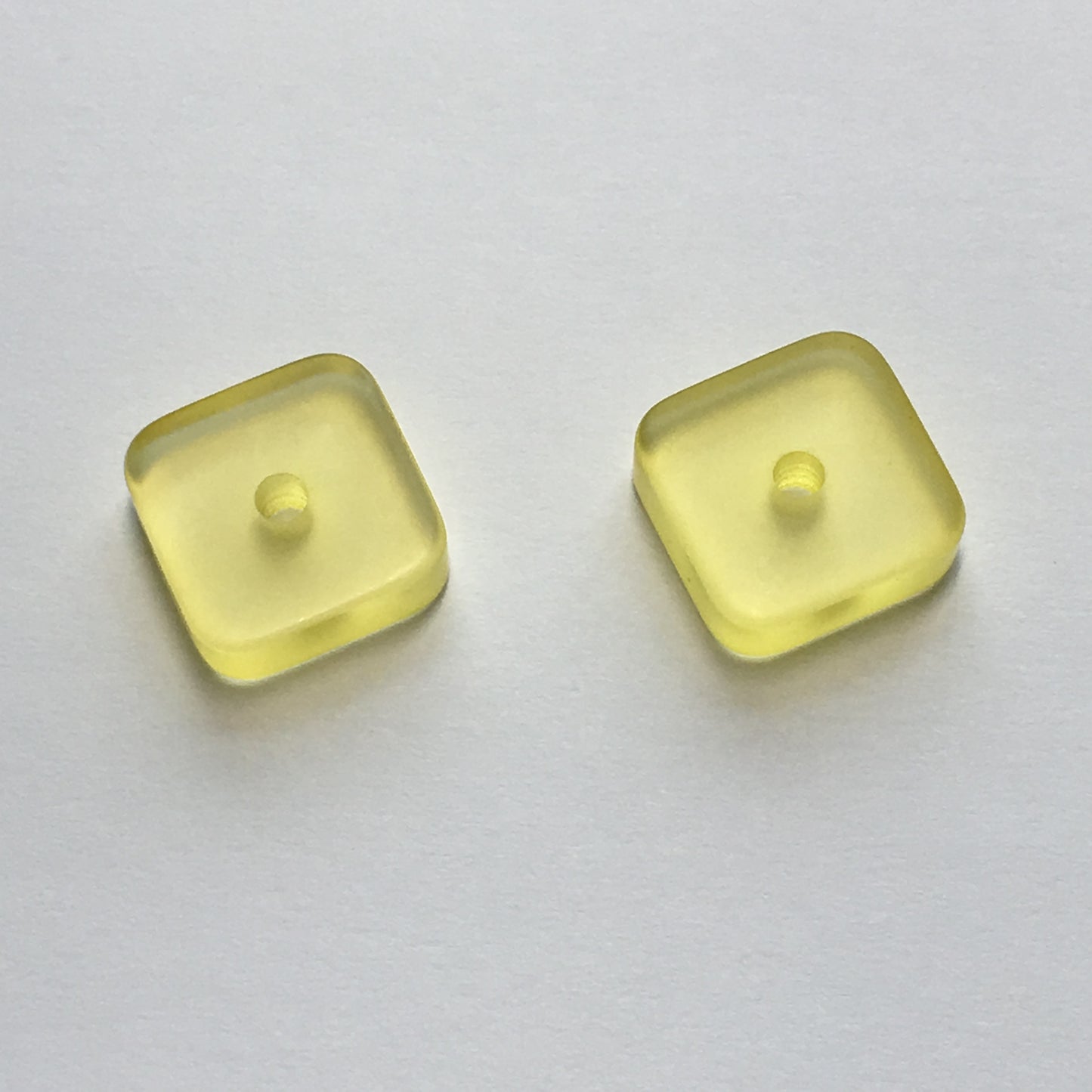Translucent Yellow Acrylic Square Flat Center-Drilled Beads, 14 x 5 mm - 2 Beads