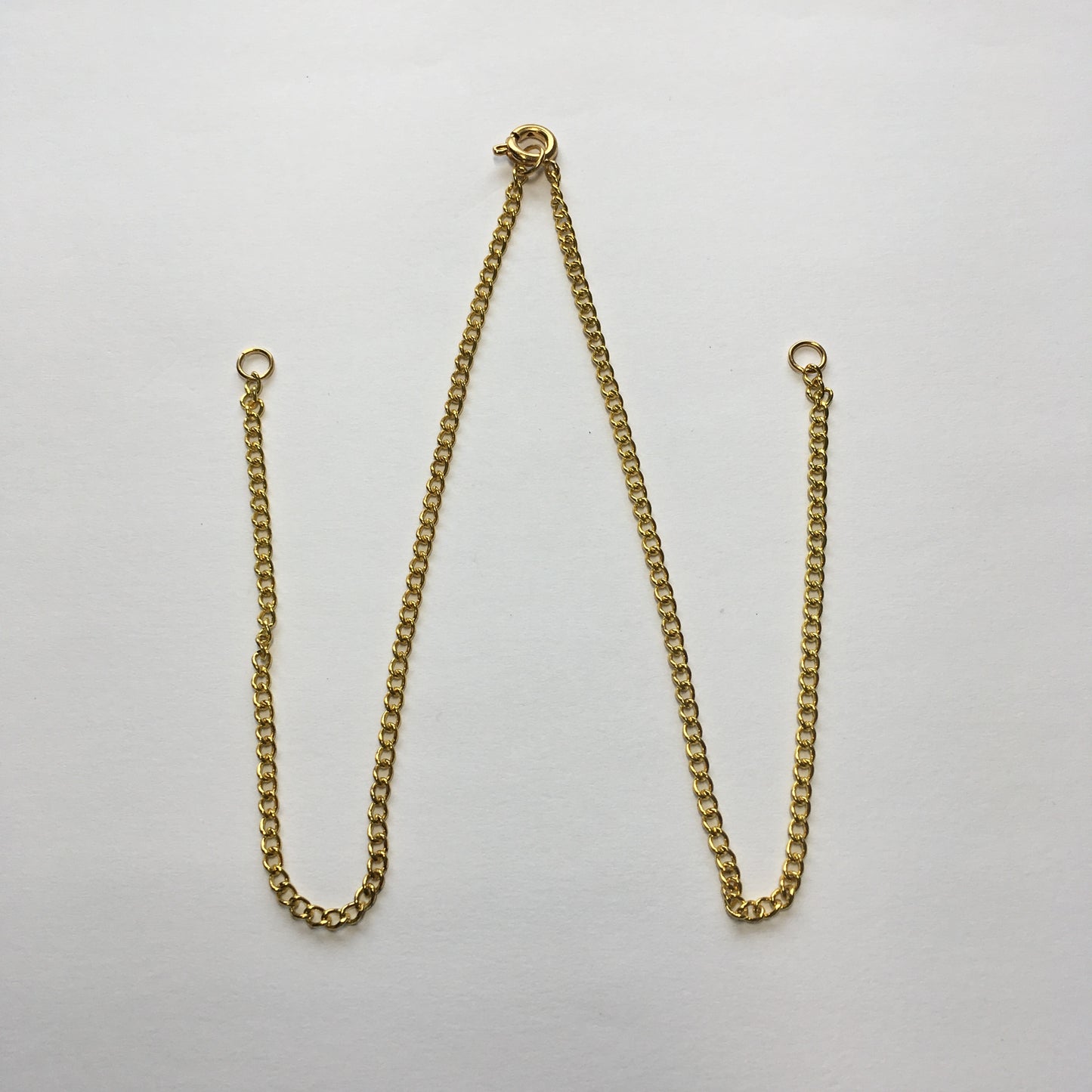 Split Gold Chain, 14-Inch , 7-Inch On Each Side of Spring Ring Clasp