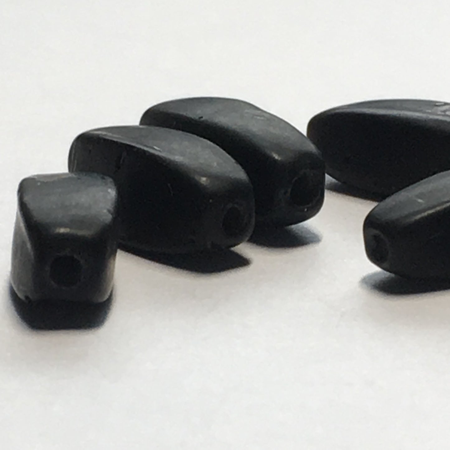 Matte Opaque Black Rectangle Lampwork Glass Beads, 14 x 5 mm - 7 Beads