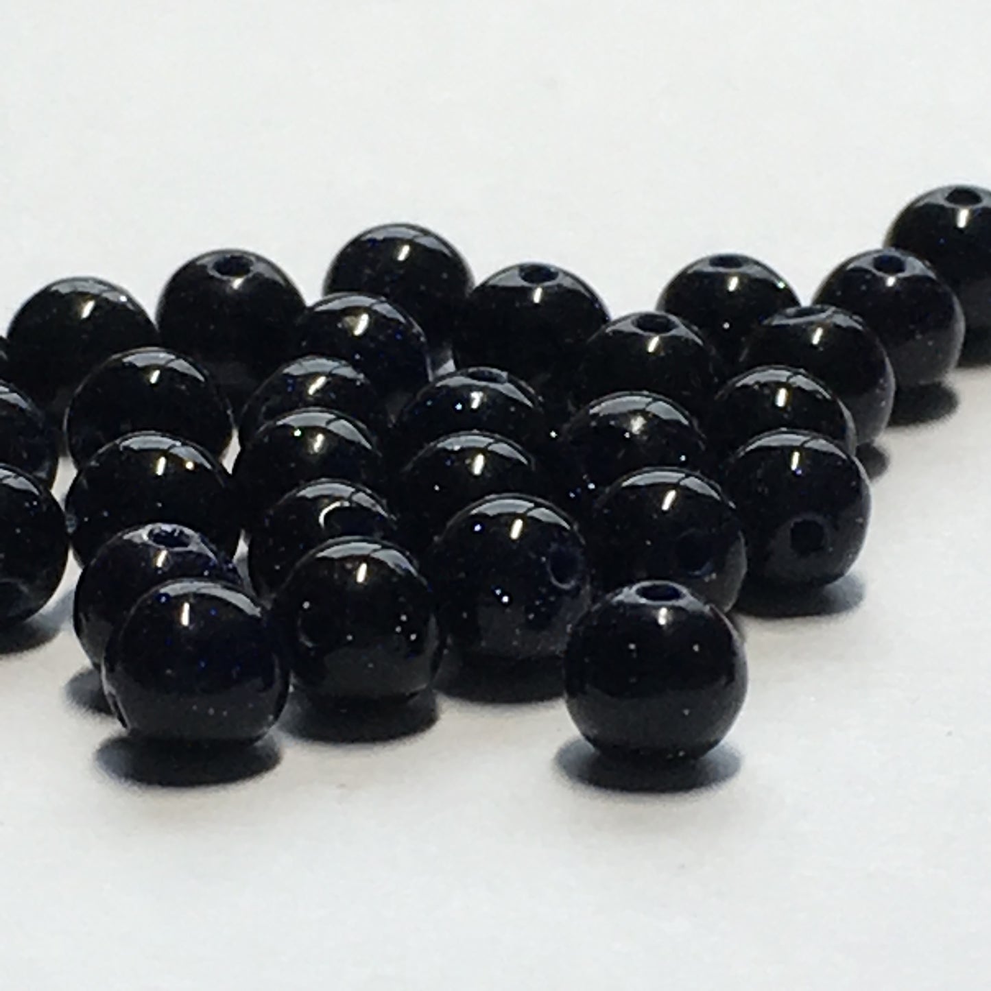 Blue Goldstone Semi-Precious Stone Round Beads, 4 mm - 40 Beads
