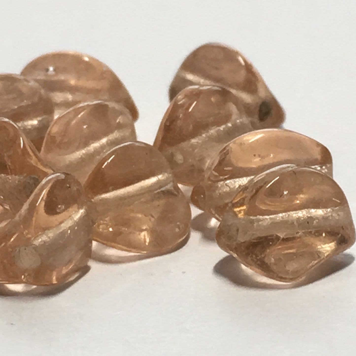 Pale Orange Pinch Glass Beads, 8 x 6 mm, 11 Beads