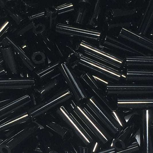 TOHO 2T49  #2 (6 mm) Opaque Jet Black Glass Bugle Beads, 5 gm
