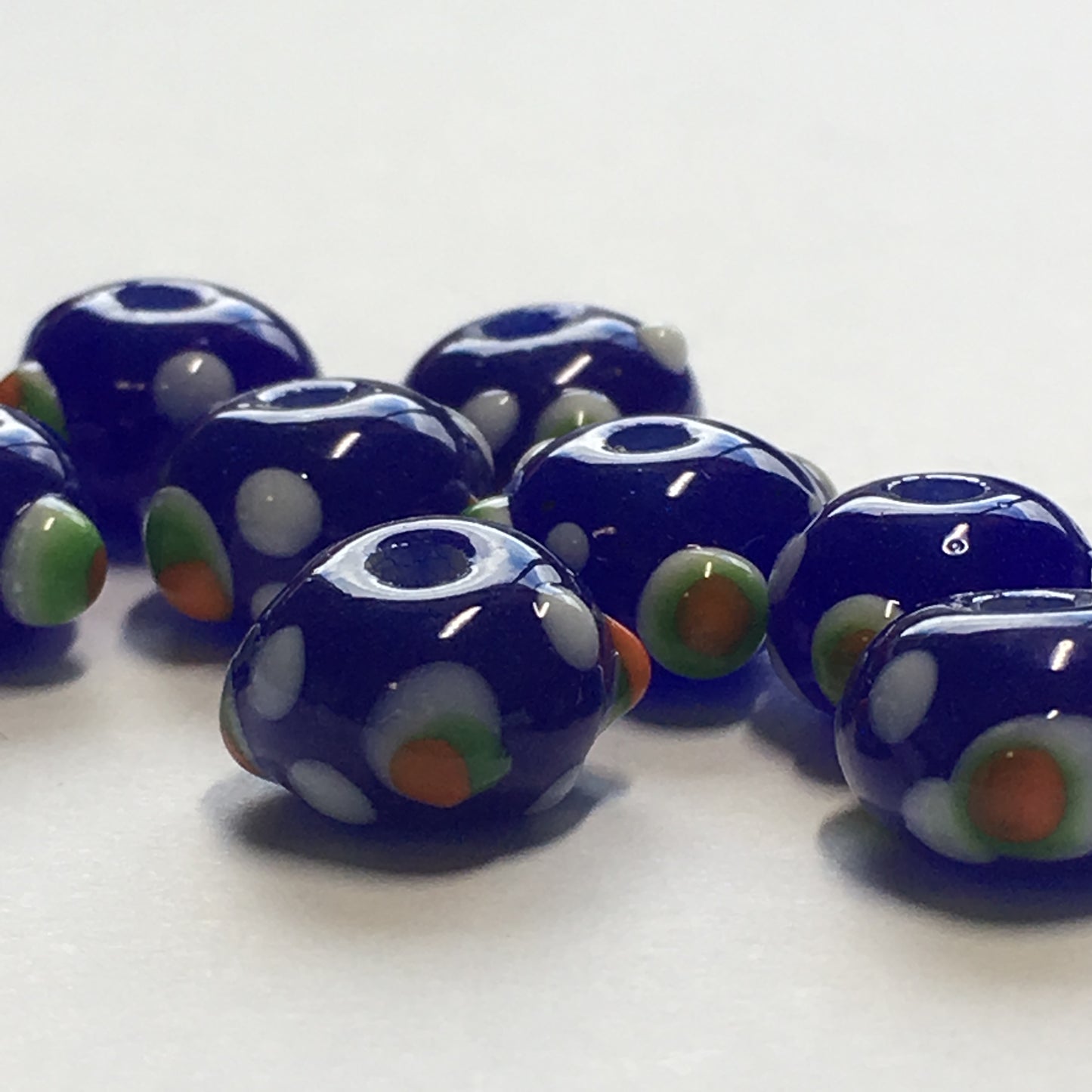 Bumpy Dark Blue Glass Lampwork Beads, 10 x 7 mm - 8 or 10 Beads