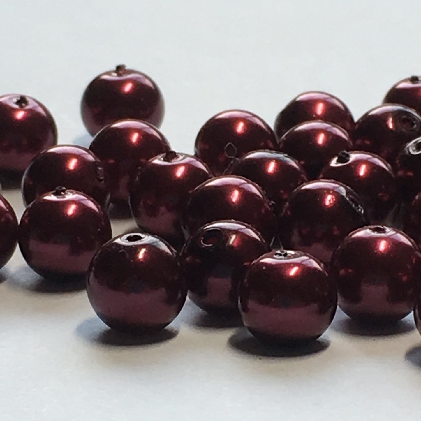 Perles de verre rondes Wine Pearl, 6 mm - 40 perles