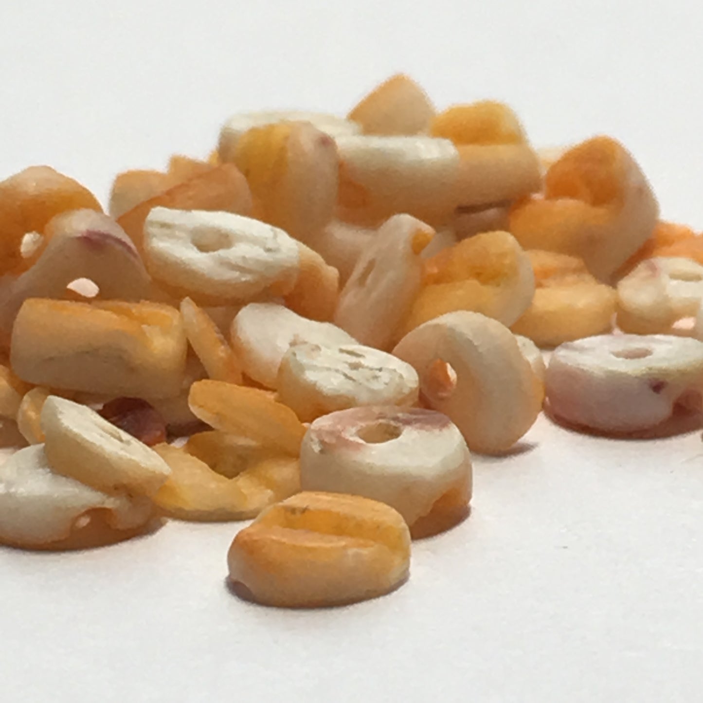 Orange and White Shell Saucer Beads, 5 x 1-2 mm, 50 Beads