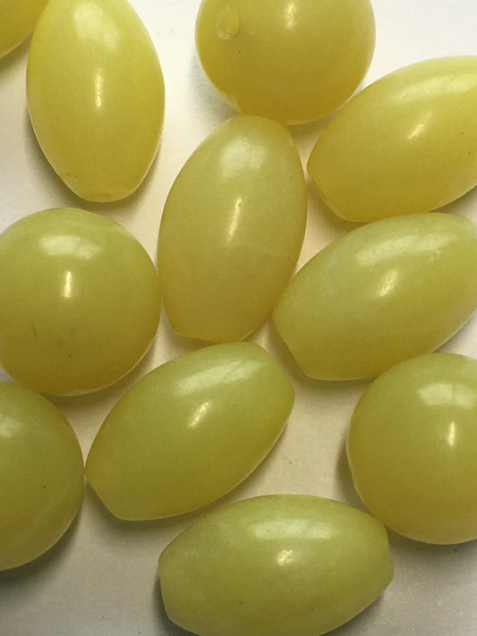 Butter Jade Semi-Precious Stone Oval and Round Beads, 8 x 12 mm, and 10 mm - 12 Beads