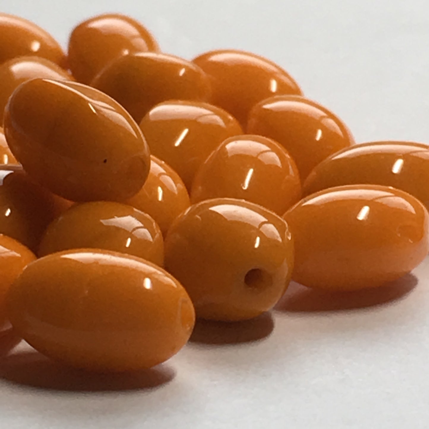 Opaque Orange Oval Beads, 9 x 6 mm, 20 Beads
