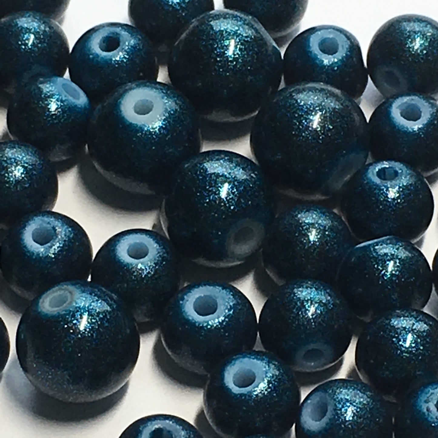 Metallic Dark Blue Round Glass Beads, 6 & 8 mm - 50 Beads