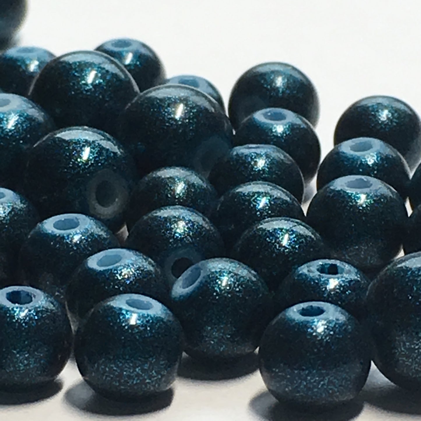 Metallic Dark Blue Round Glass Beads, 6 & 8 mm - 50 Beads