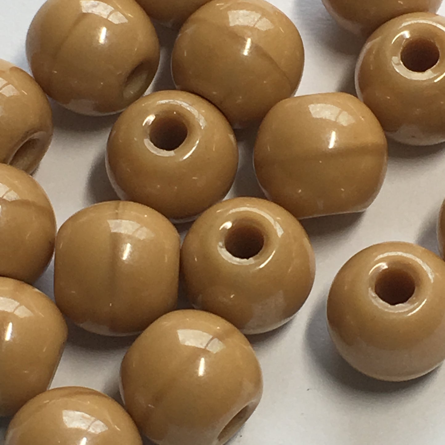 Brown with Slight Brown Ring Around Center Glass Round Beads , 7 mm - 17 Beads