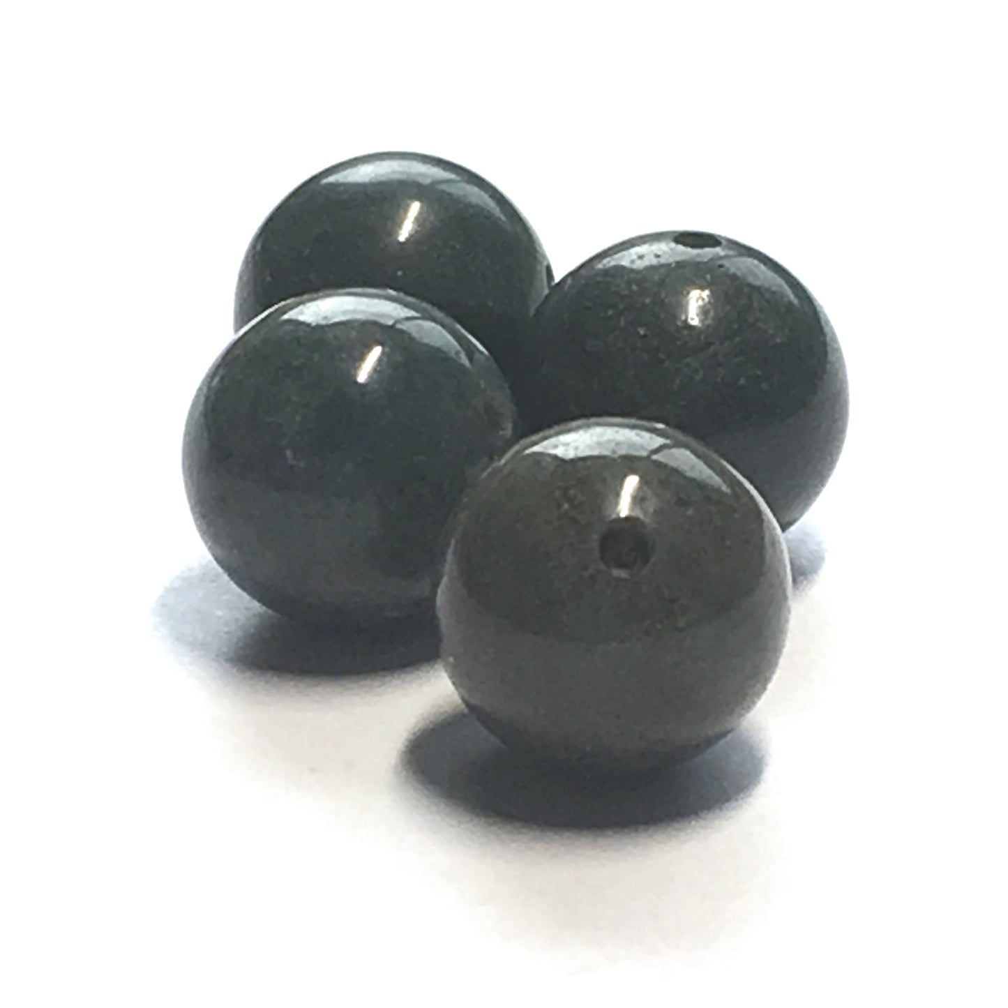 Green Round Beads, 11 mm, 4 Beads