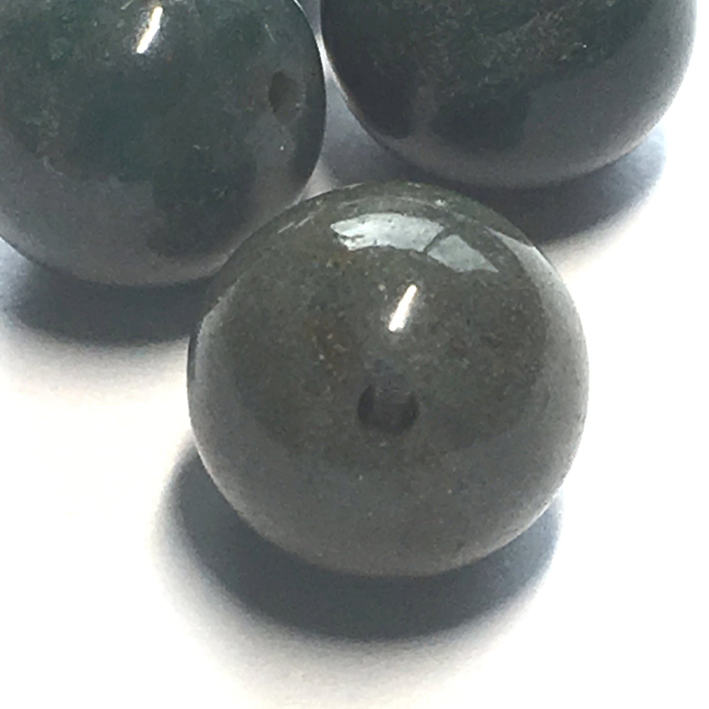Green Round Beads, 11 mm, 4 Beads