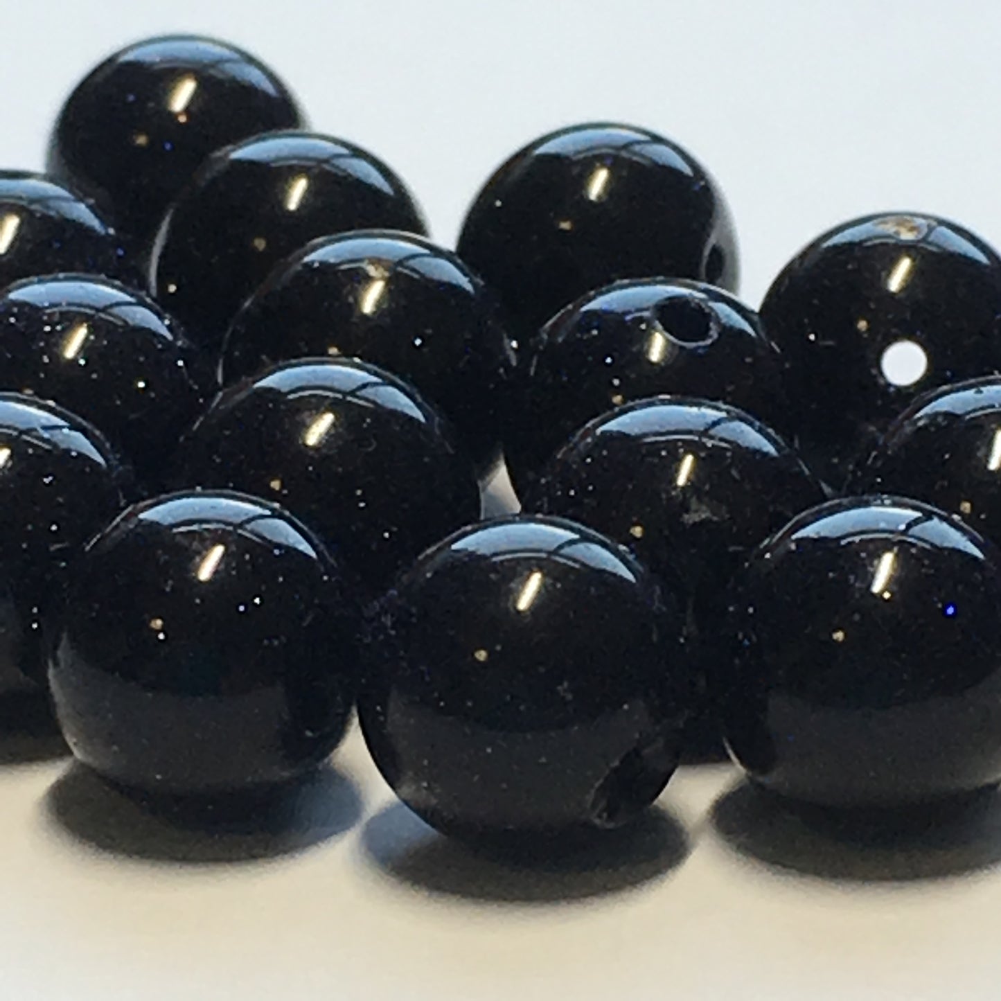 Blue Goldstone Semi-Precious Stone Round Beads, 6 mm - 30 Beads