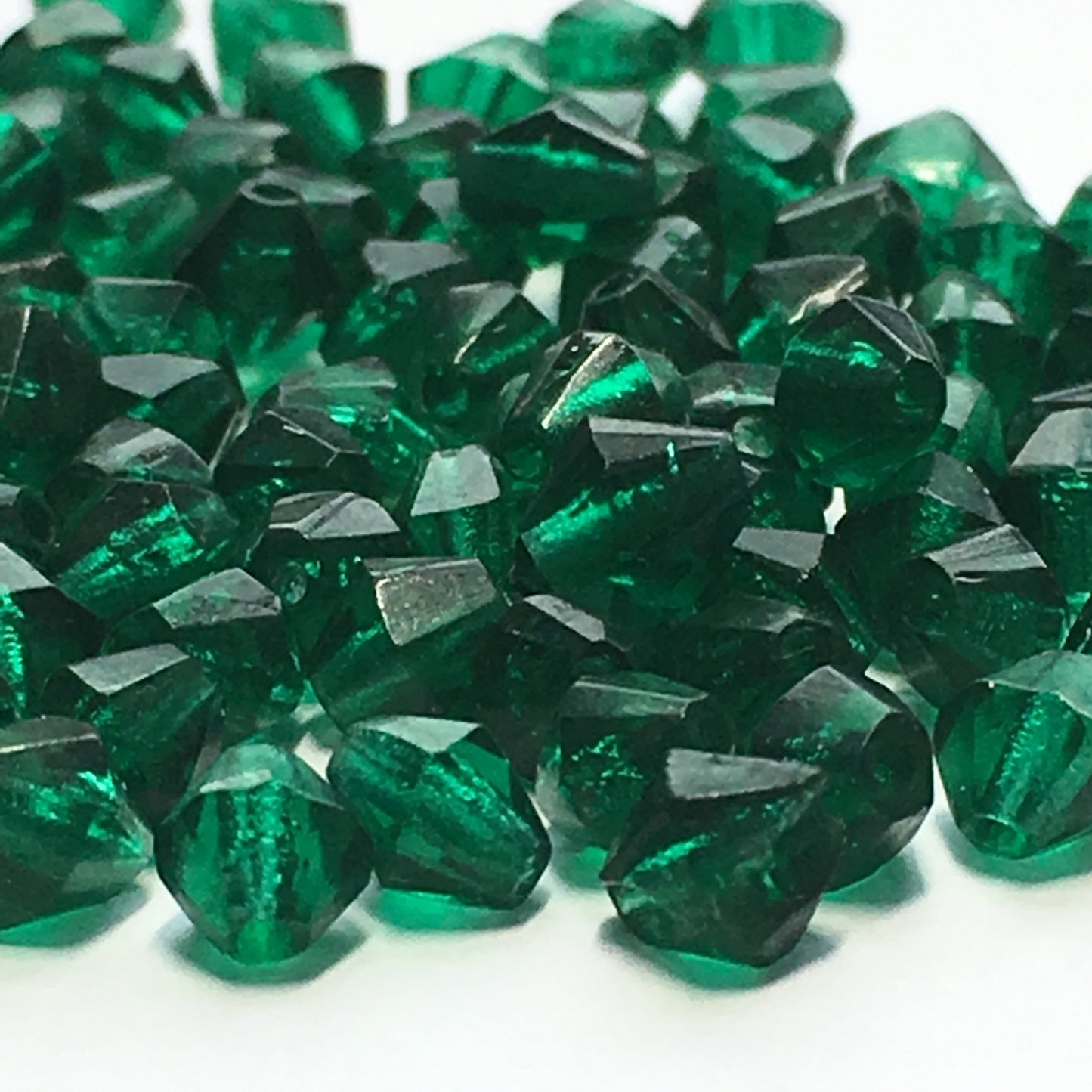 Transparent Green Glass Bicone Beads, 4 mm, 50 Beads
