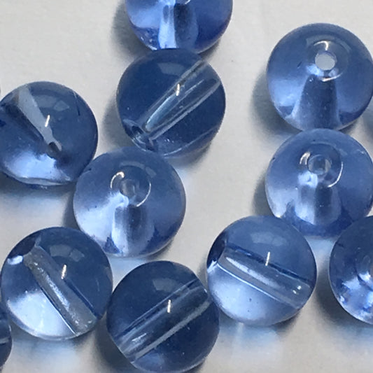 Transparent Blue Glass Round Beads, 5 mm,  18 Beads