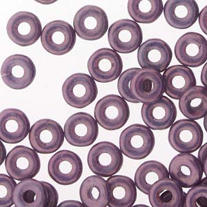 Czech O Bead 3.8 x 1 mm 03000-15726 Chalk White Lilac Vega Luster Beads (Circle, Zero, Donut) - 5 gm